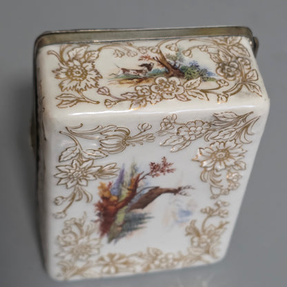 Large Kpm 19thc Silver Mounted Painted Table Snuffbox C1880