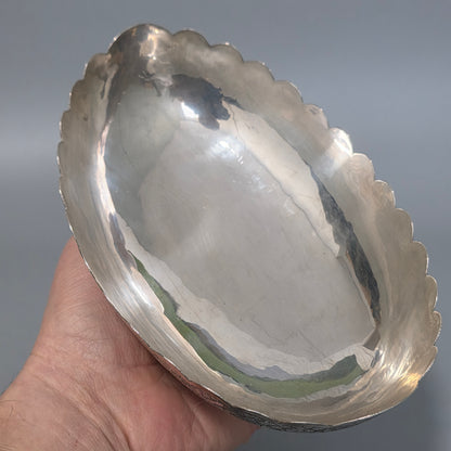 Delightful Quality Antique Persian Silver Engraved Oval Shaped Bowl