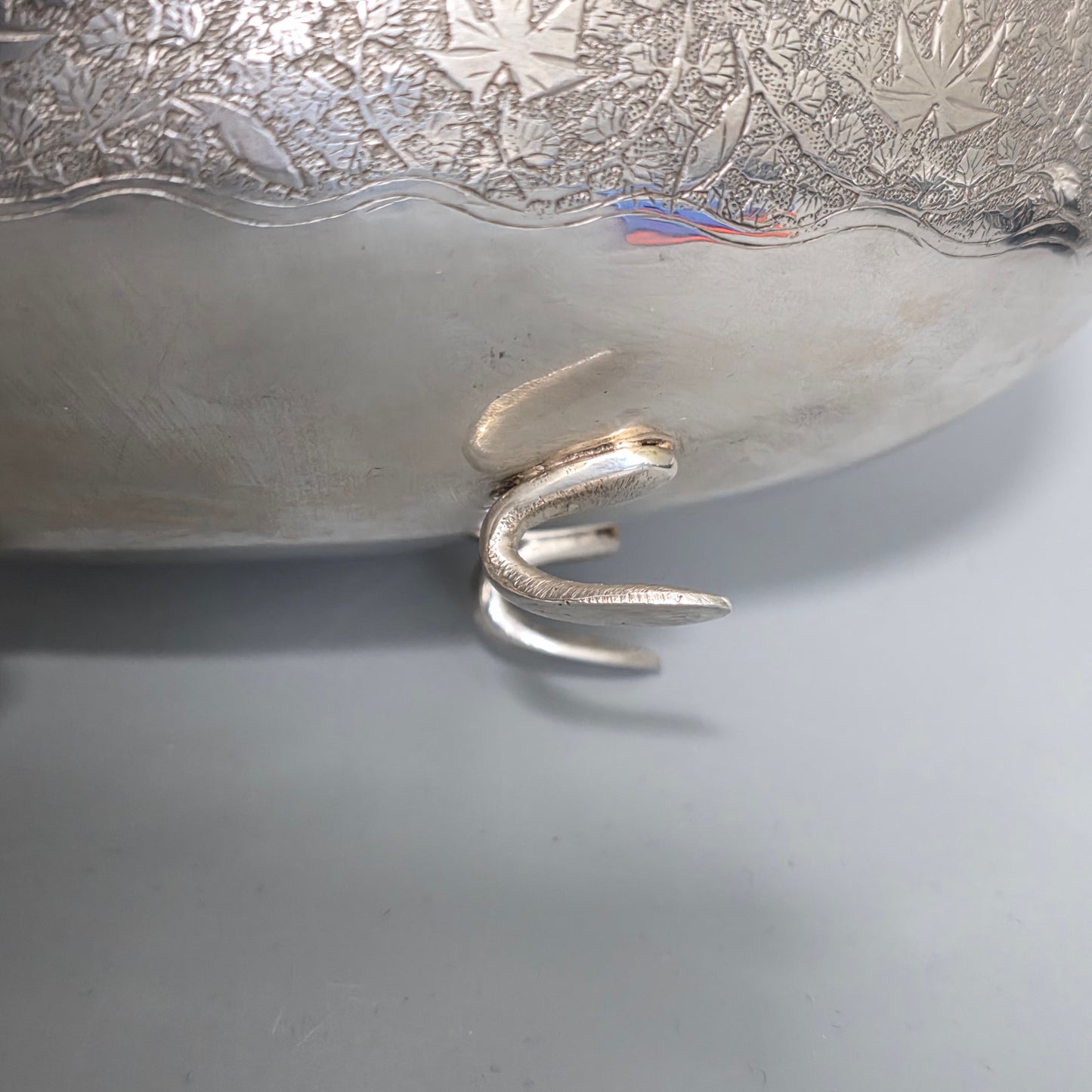 Delightful Quality Antique Persian Silver Engraved Oval Shaped Bowl