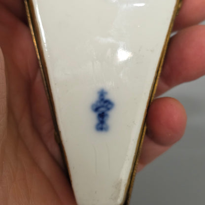 Rare 19th Century French Porcelain Snuff Box – Harp Form – Hand Painted