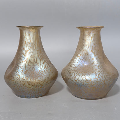 Fabulous pair of “Candia Papillon” Pattern Iridescent Glass Loetz vases c1900