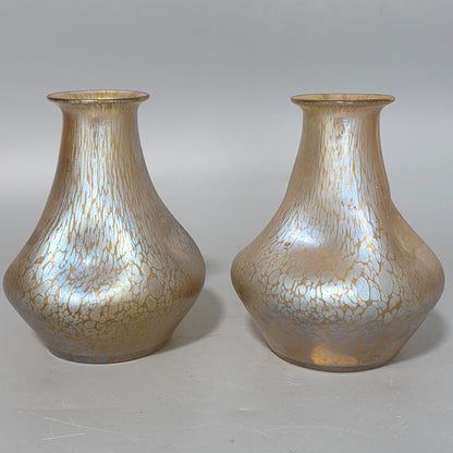 Fabulous pair of “Candia Papillon” Pattern Iridescent Glass Loetz vases c1900