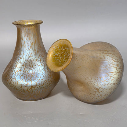 Fabulous pair of “Candia Papillon” Pattern Iridescent Glass Loetz vases c1900