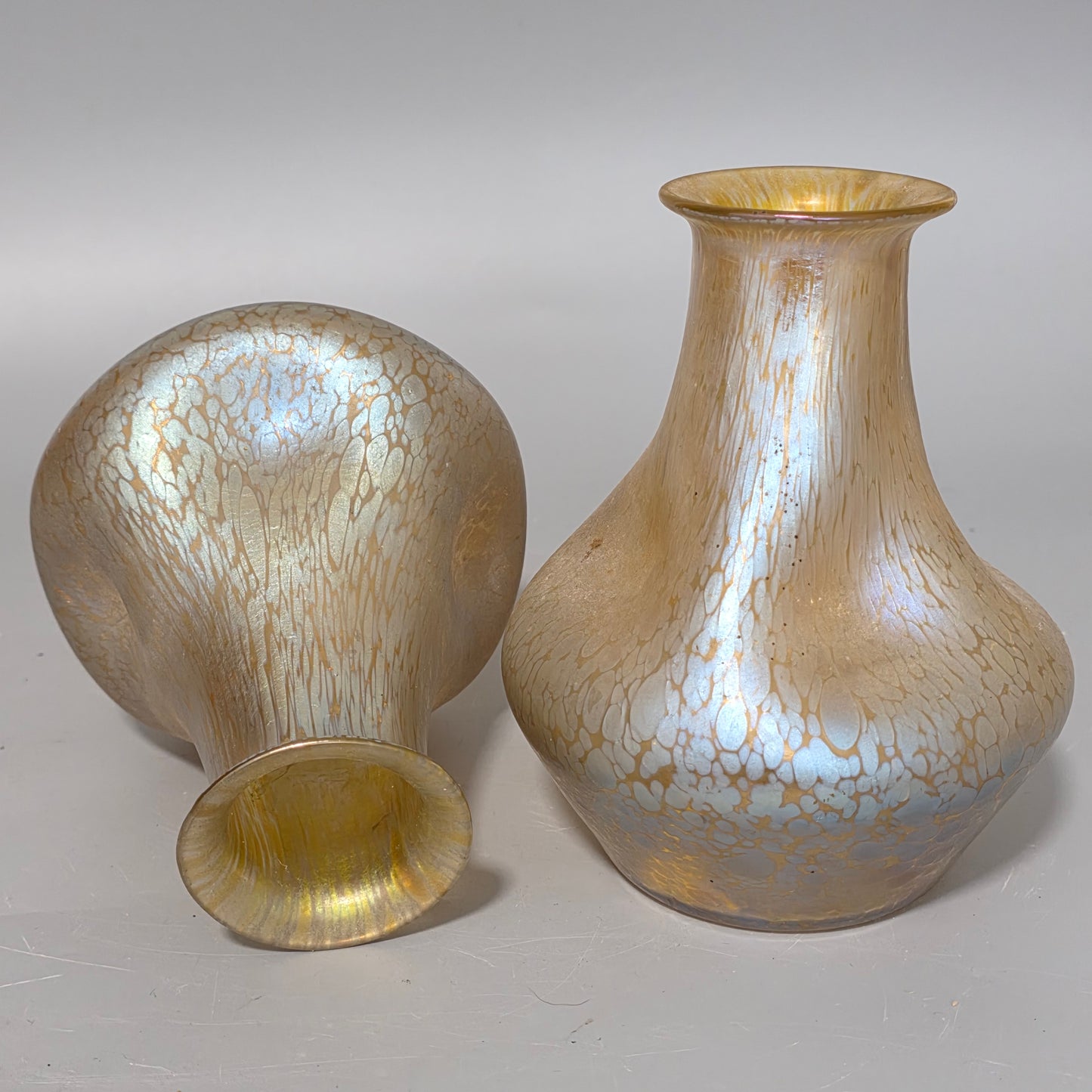 Fabulous pair of “Candia Papillon” Pattern Iridescent Glass Loetz vases c1900