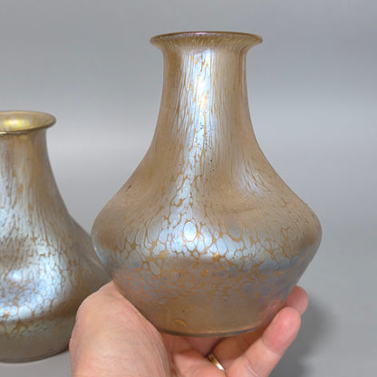 Fabulous pair of “Candia Papillon” Pattern Iridescent Glass Loetz vases c1900