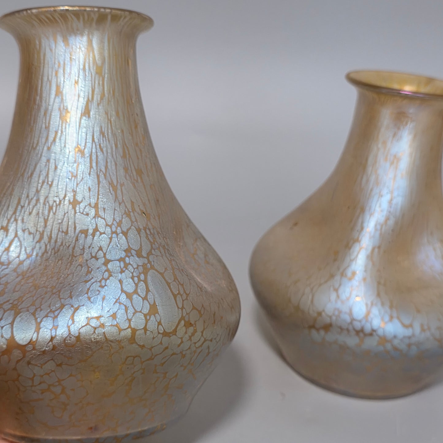 Fabulous pair of “Candia Papillon” Pattern Iridescent Glass Loetz vases c1900