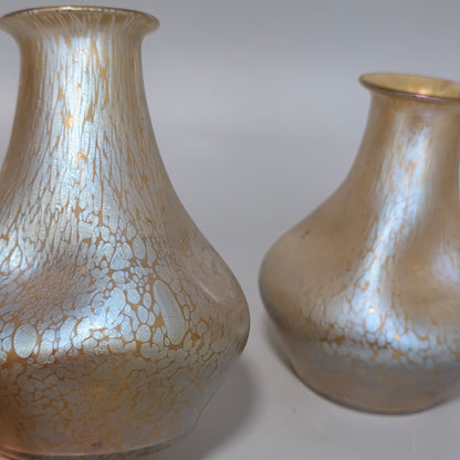 Fabulous pair of “Candia Papillon” Pattern Iridescent Glass Loetz vases c1900