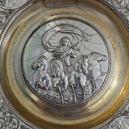 Elkington, Victorian, Neo Classical Silver Plate on Brass Circular Inkstand. Elkington & Co.c1875
