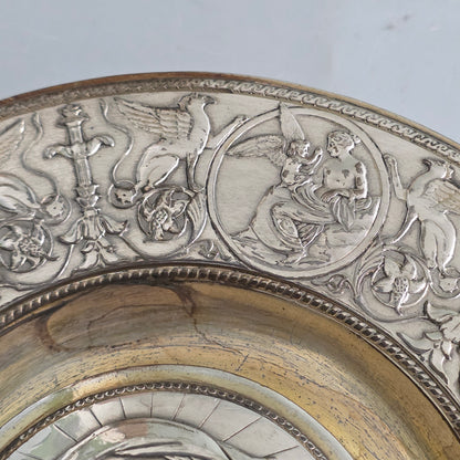 Elkington, Victorian, Neo Classical Silver Plate on Brass Circular Inkstand. Elkington & Co.c1875