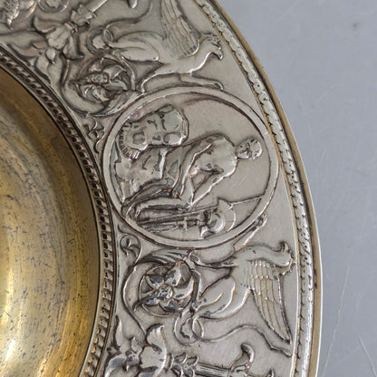 Elkington, Victorian, Neo Classical Silver Plate on Brass Circular Inkstand. Elkington & Co.c1875