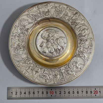 Elkington, Victorian, Neo Classical Silver Plate on Brass Circular Inkstand. Elkington & Co.c1875