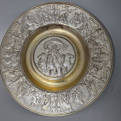 Elkington, Victorian, Neo Classical Silver Plate on Brass Circular Inkstand. Elkington & Co.c1875