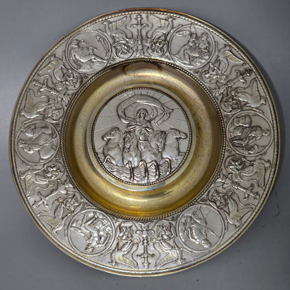 Elkington, Victorian, Neo Classical Silver Plate on Brass Circular Inkstand. Elkington & Co.c1875