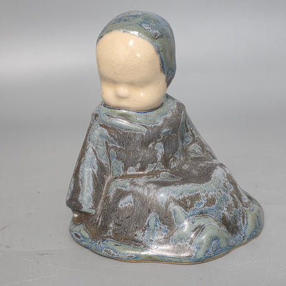 Berthe Savigny (1882-1958) 'un Bébé Assis' Charming Hb Quimper Stoneware Figure By Berthe Savigny, C.1930