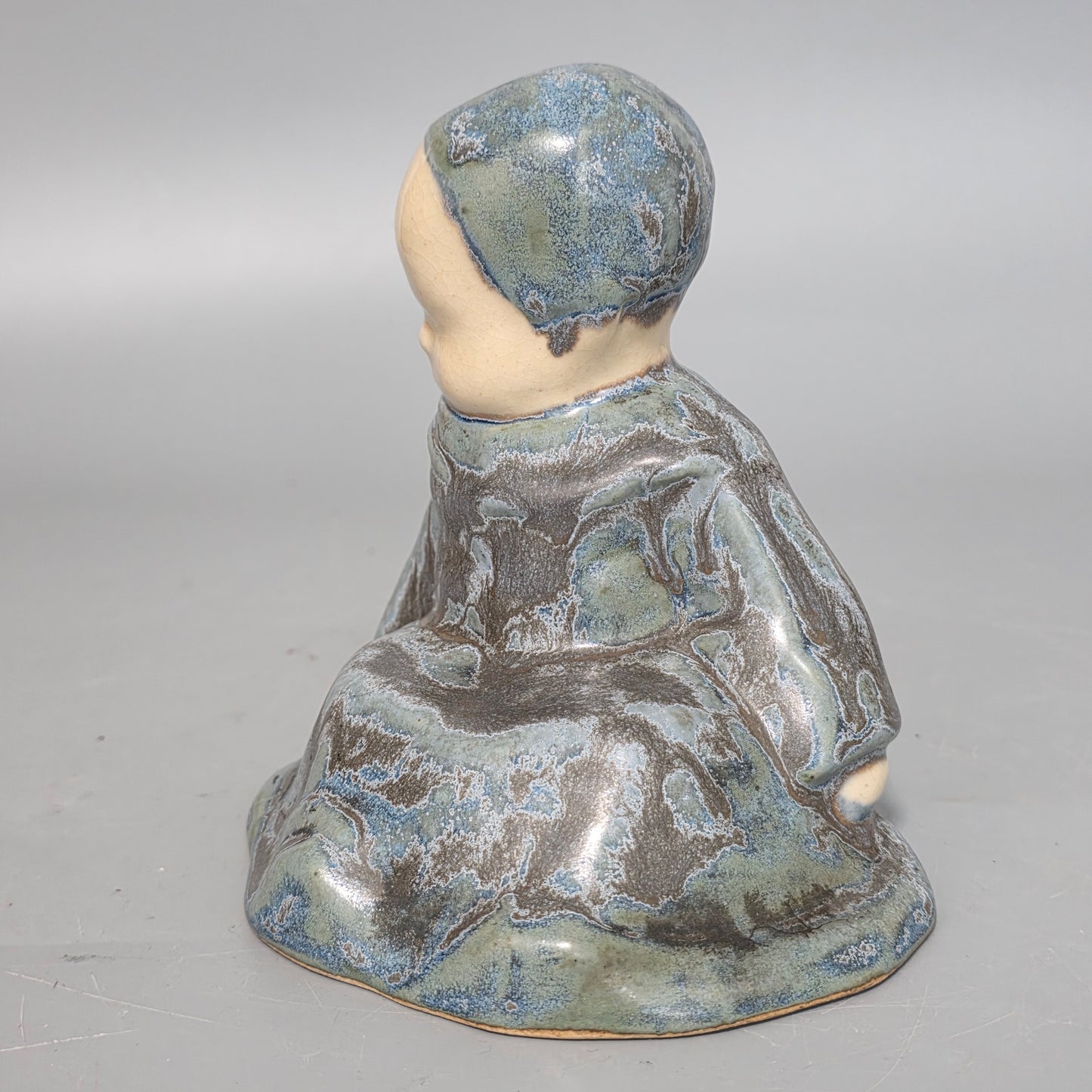Berthe Savigny (1882-1958) 'un Bébé Assis' Charming Hb Quimper Stoneware Figure By Berthe Savigny, C.1930