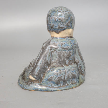 Berthe Savigny (1882-1958) 'un Bébé Assis' Charming Hb Quimper Stoneware Figure By Berthe Savigny, C.1930