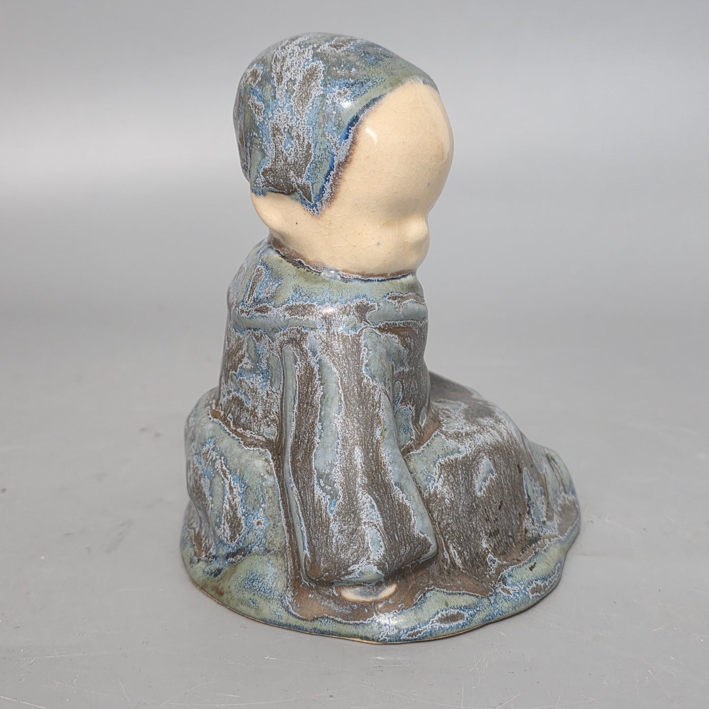 Berthe Savigny (1882-1958) 'un Bébé Assis' Charming Hb Quimper Stoneware Figure By Berthe Savigny, C.1930