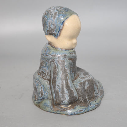 Berthe Savigny (1882-1958) 'un Bébé Assis' Charming Hb Quimper Stoneware Figure By Berthe Savigny, C.1930