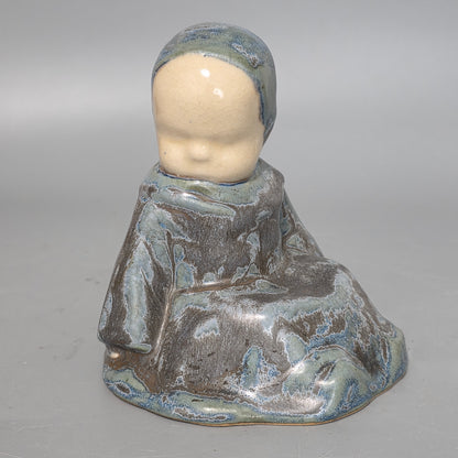 Berthe Savigny (1882-1958) 'un Bébé Assis' Charming Hb Quimper Stoneware Figure By Berthe Savigny, C.1930