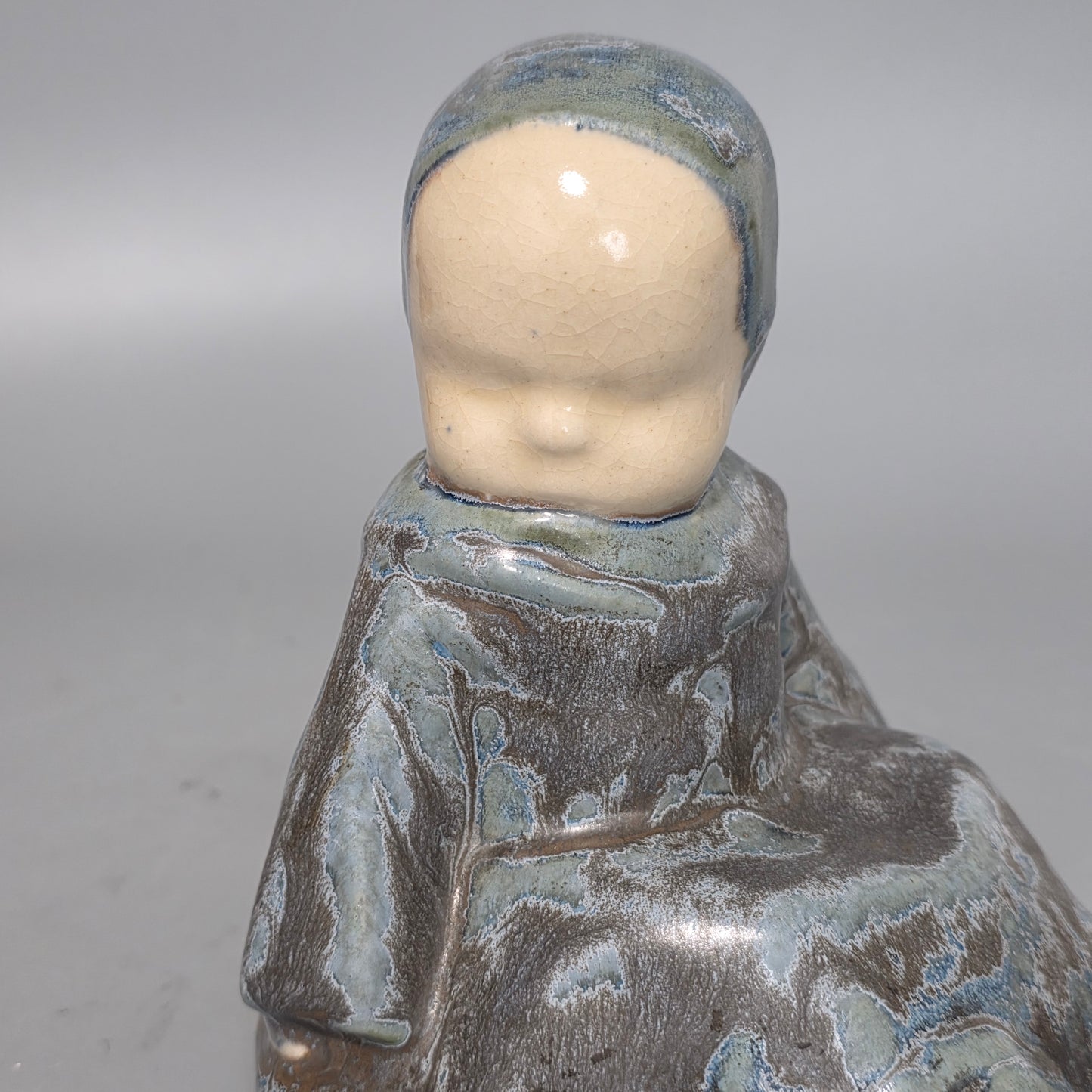 Berthe Savigny (1882-1958) 'un Bébé Assis' Charming Hb Quimper Stoneware Figure By Berthe Savigny, C.1930