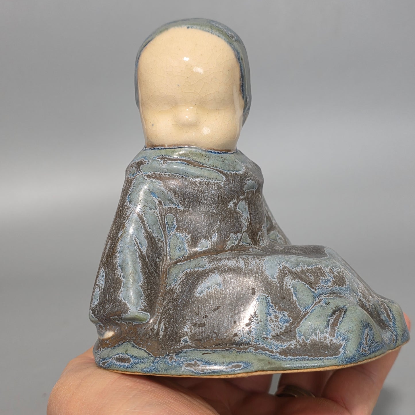 Berthe Savigny (1882-1958) 'un Bébé Assis' Charming Hb Quimper Stoneware Figure By Berthe Savigny, C.1930