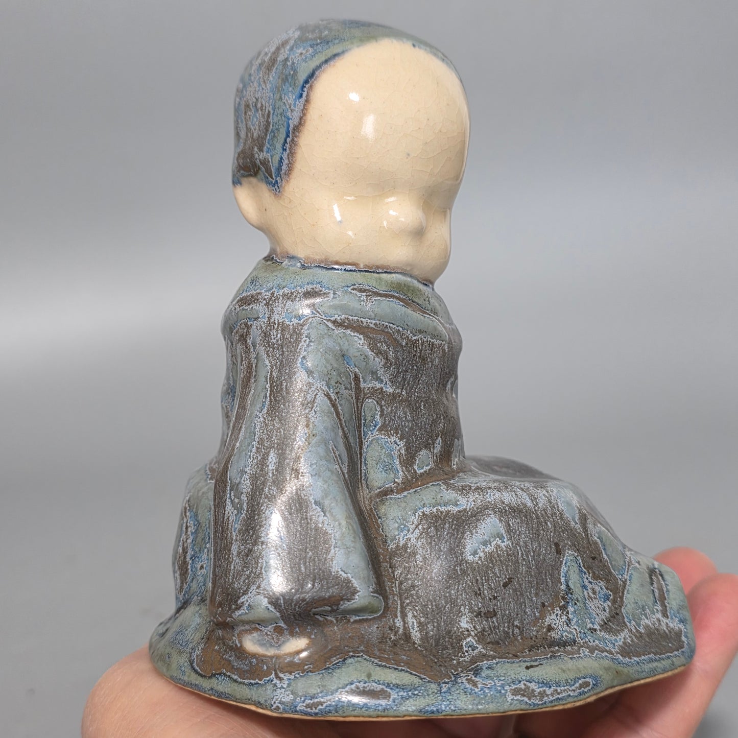 Berthe Savigny (1882-1958) 'un Bébé Assis' Charming Hb Quimper Stoneware Figure By Berthe Savigny, C.1930