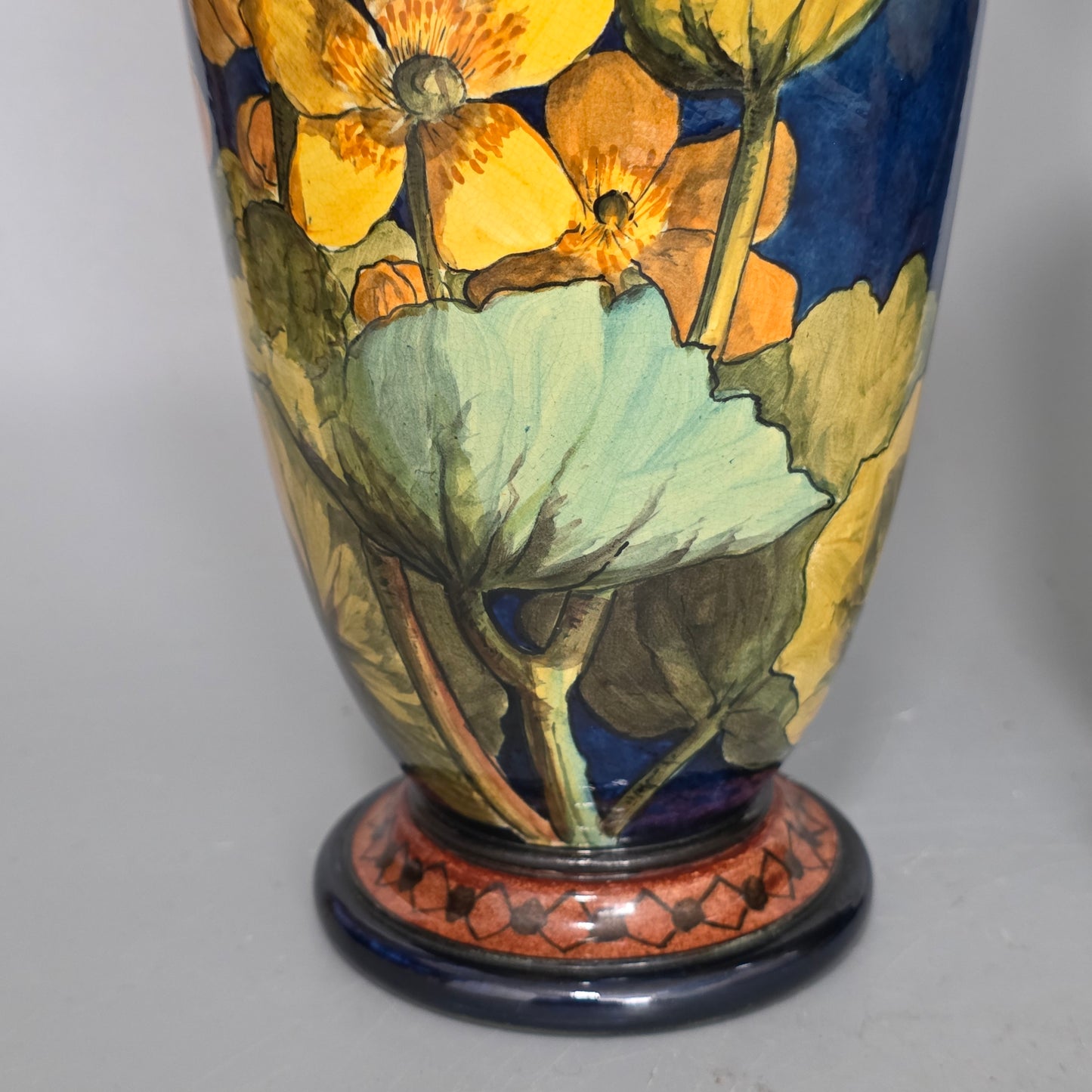 A Pair Of Doulton Lambeth Faience Vases, Late 19th Century, Decorated By Alberta L. Green