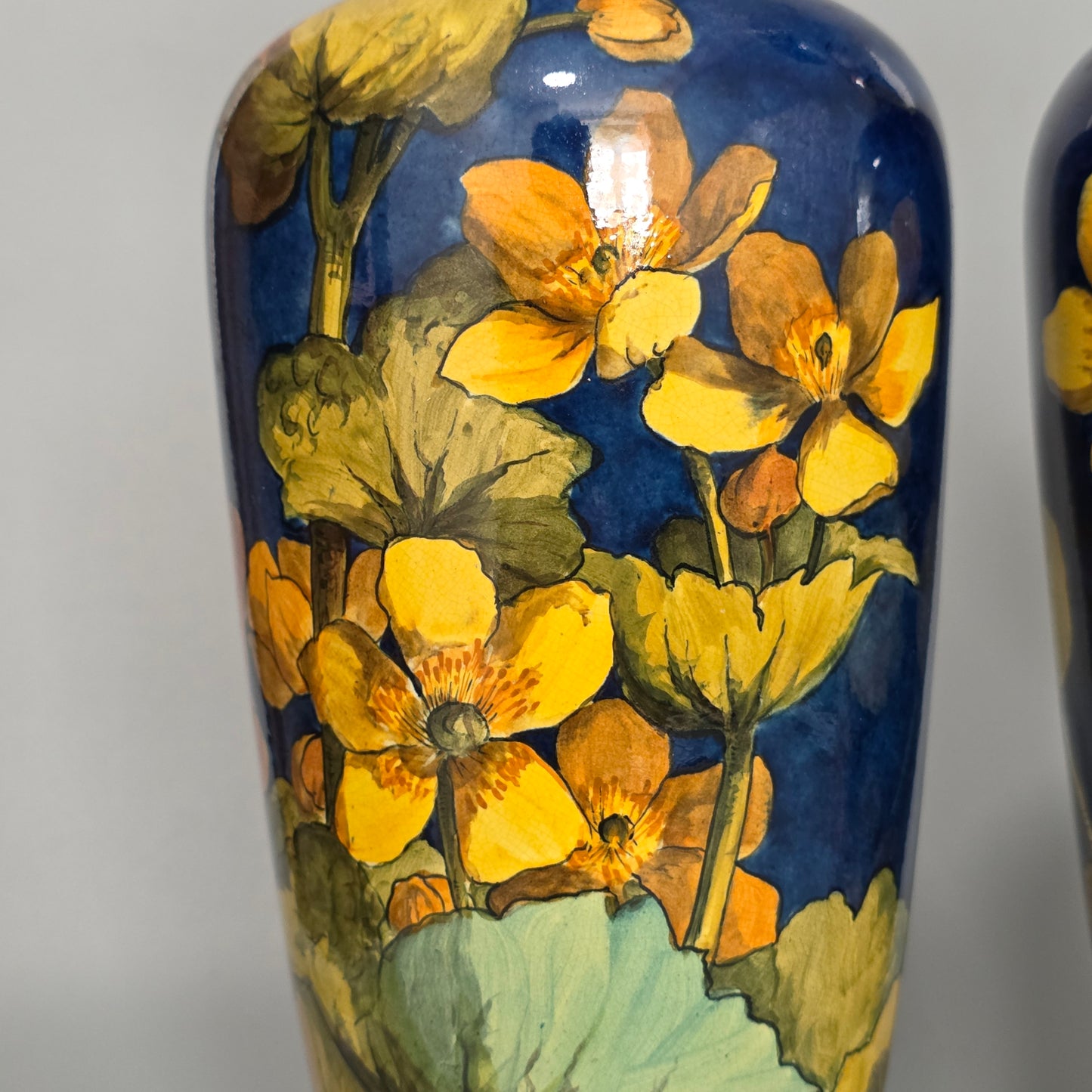 A Pair Of Doulton Lambeth Faience Vases, Late 19th Century, Decorated By Alberta L. Green