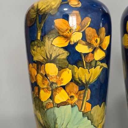 A Pair Of Doulton Lambeth Faience Vases, Late 19th Century, Decorated By Alberta L. Green
