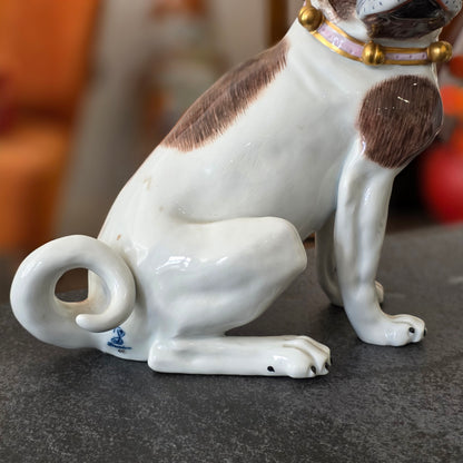 Charming Rare Pair Of Dresden Saxon Porcelain Pug Dog Figurines – Male & Female | Early 20th Century