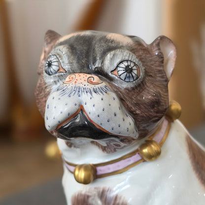 Charming Rare Pair Of Dresden Saxon Porcelain Pug Dog Figurines – Male & Female | Early 20th Century