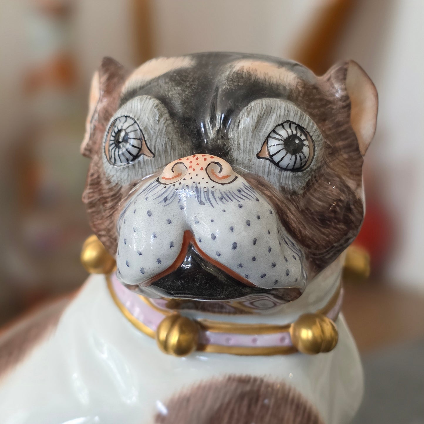 Charming Rare Pair Of Dresden Saxon Porcelain Pug Dog Figurines – Male & Female | Early 20th Century