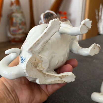 Charming Rare Pair Of Dresden Saxon Porcelain Pug Dog Figurines – Male & Female | Early 20th Century