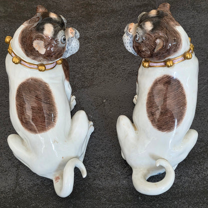 Charming Rare Pair Of Dresden Saxon Porcelain Pug Dog Figurines – Male & Female | Early 20th Century