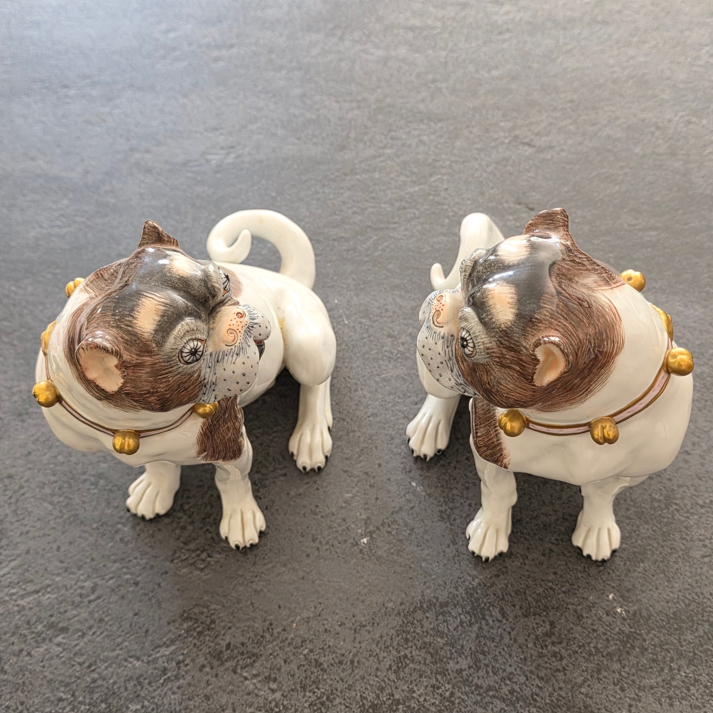 Charming Rare Pair Of Dresden Saxon Porcelain Pug Dog Figurines – Male & Female | Early 20th Century
