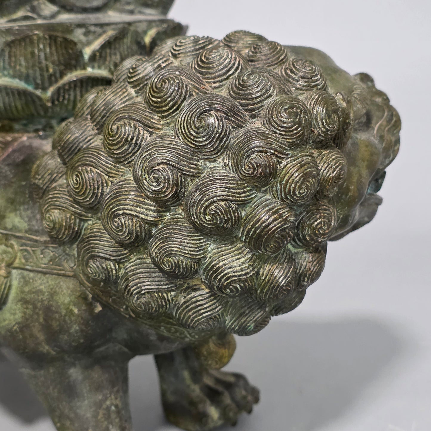 19thc Large Chinese Bronze Guanyin On A Dog Of Fo 33cm High