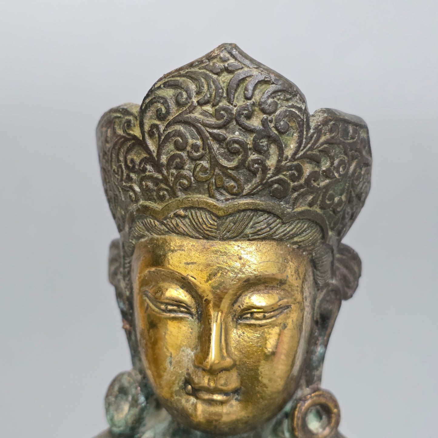 19thc Large Chinese Bronze Guanyin On A Dog Of Fo 33cm High