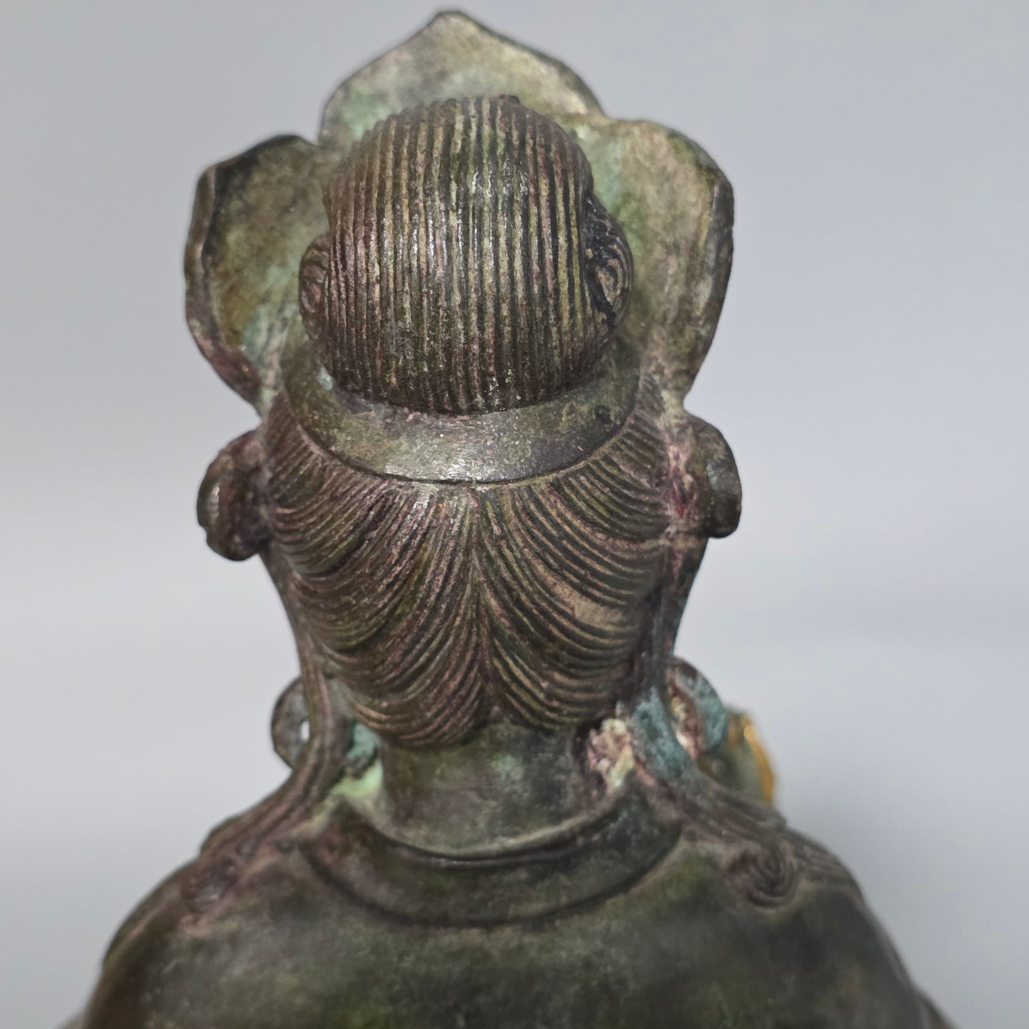 19thc Large Chinese Bronze Guanyin On A Dog Of Fo 33cm High