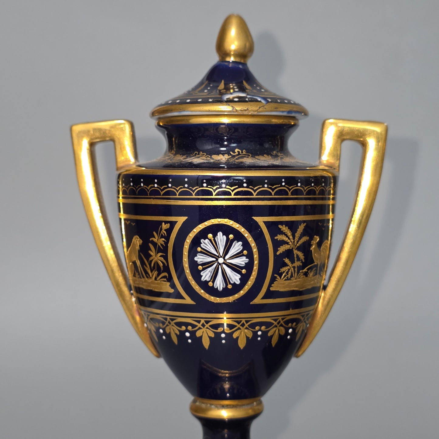 Exceptional Pair Of Antique Vienna Porcelain Empire Amphora Vases & Covers – Signed F. Koller