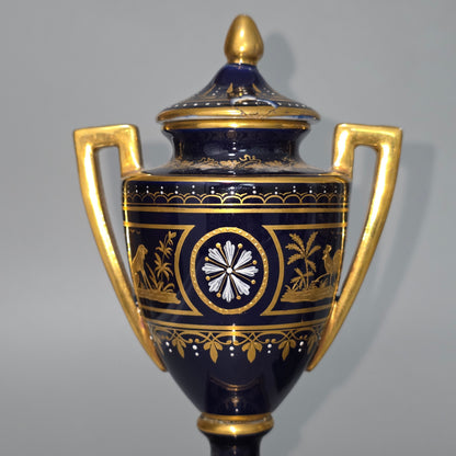 Exceptional Pair Of Antique Vienna Porcelain Empire Amphora Vases & Covers – Signed F. Koller