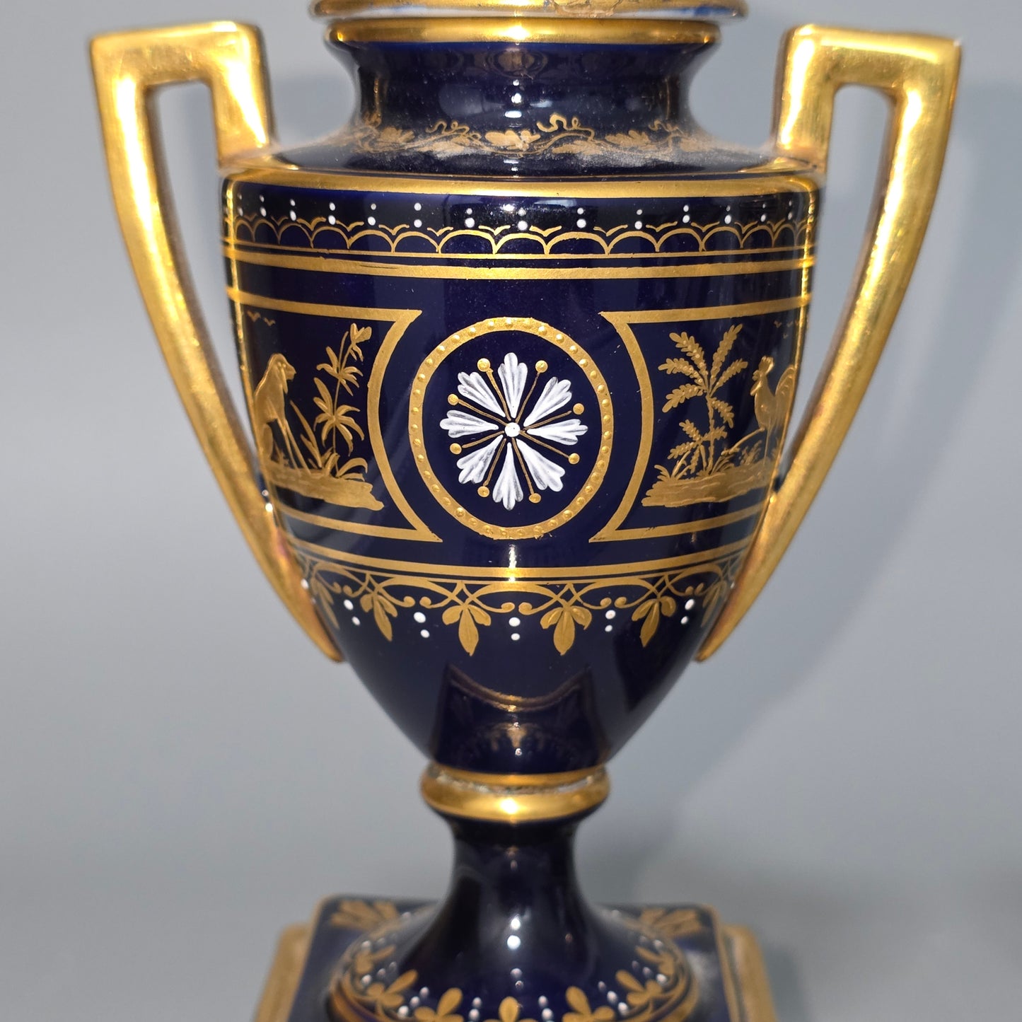 Exceptional Pair Of Antique Vienna Porcelain Empire Amphora Vases & Covers – Signed F. Koller