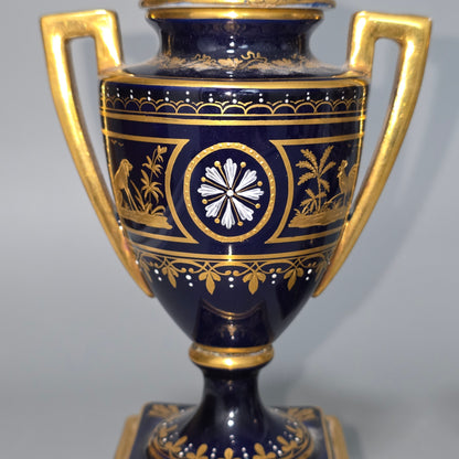 Exceptional Pair Of Antique Vienna Porcelain Empire Amphora Vases & Covers – Signed F. Koller