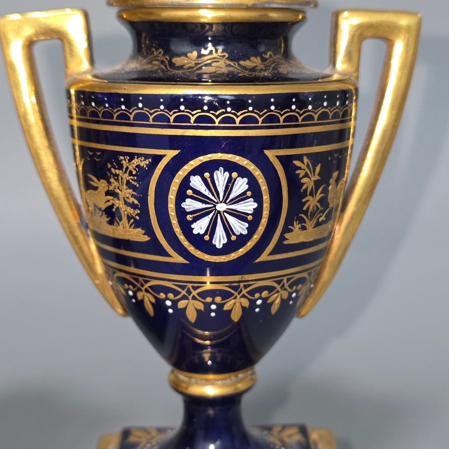 Exceptional Pair Of Antique Vienna Porcelain Empire Amphora Vases & Covers – Signed F. Koller