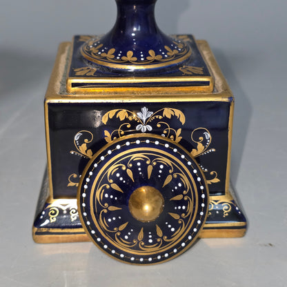 Exceptional Pair Of Antique Vienna Porcelain Empire Amphora Vases & Covers – Signed F. Koller