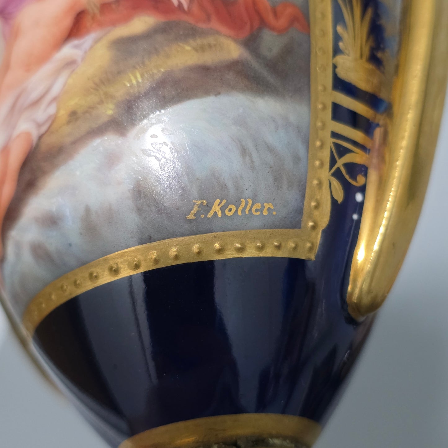Exceptional Pair Of Antique Vienna Porcelain Empire Amphora Vases & Covers – Signed F. Koller