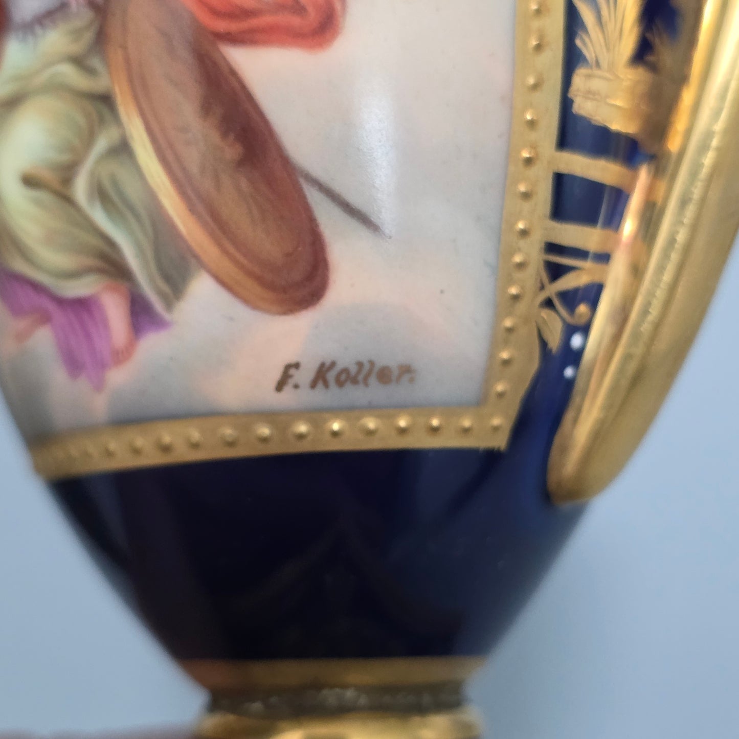 Exceptional Pair Of Antique Vienna Porcelain Empire Amphora Vases & Covers – Signed F. Koller