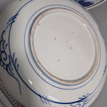 Attractive Pair of Arita Japanese Porcelain Chargers - Swimming Carp 29cm