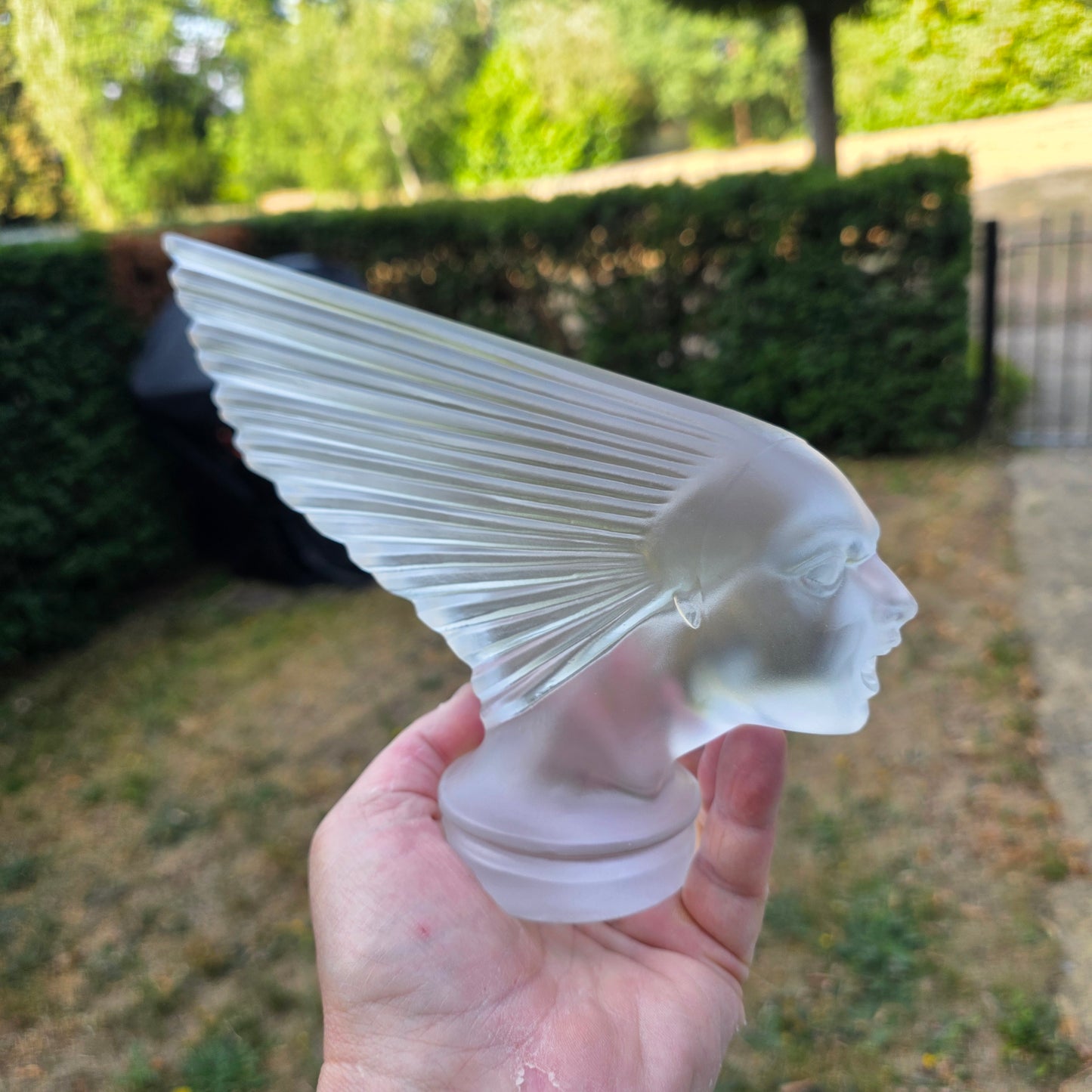 Glass Car Mascot 'VICTOIRE' Hood Ornament Sculpture 1930' after H.Hoffmann by Lalique