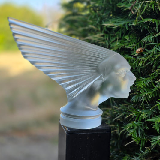 Glass Car Mascot 'VICTOIRE' Hood Ornament Sculpture 1930' after H.Hoffmann by Lalique