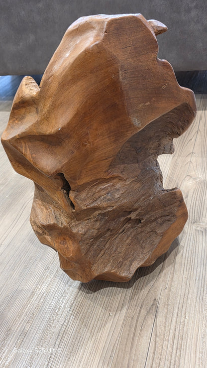 Large rustic wooden centrepiece bowl, 53cm x 46cm.